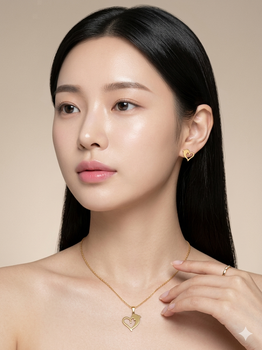HALF DOLPHIN PENDENT CHAIN WITH EARRING SET
