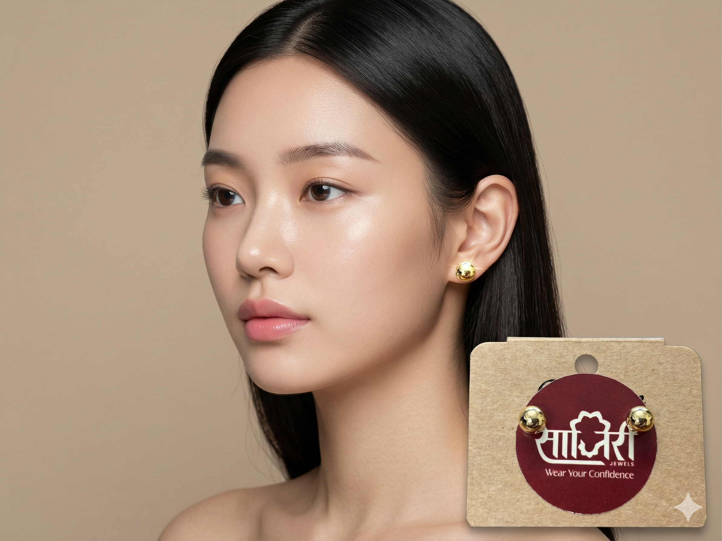 GOLD ROUND EARRING - Image 1
