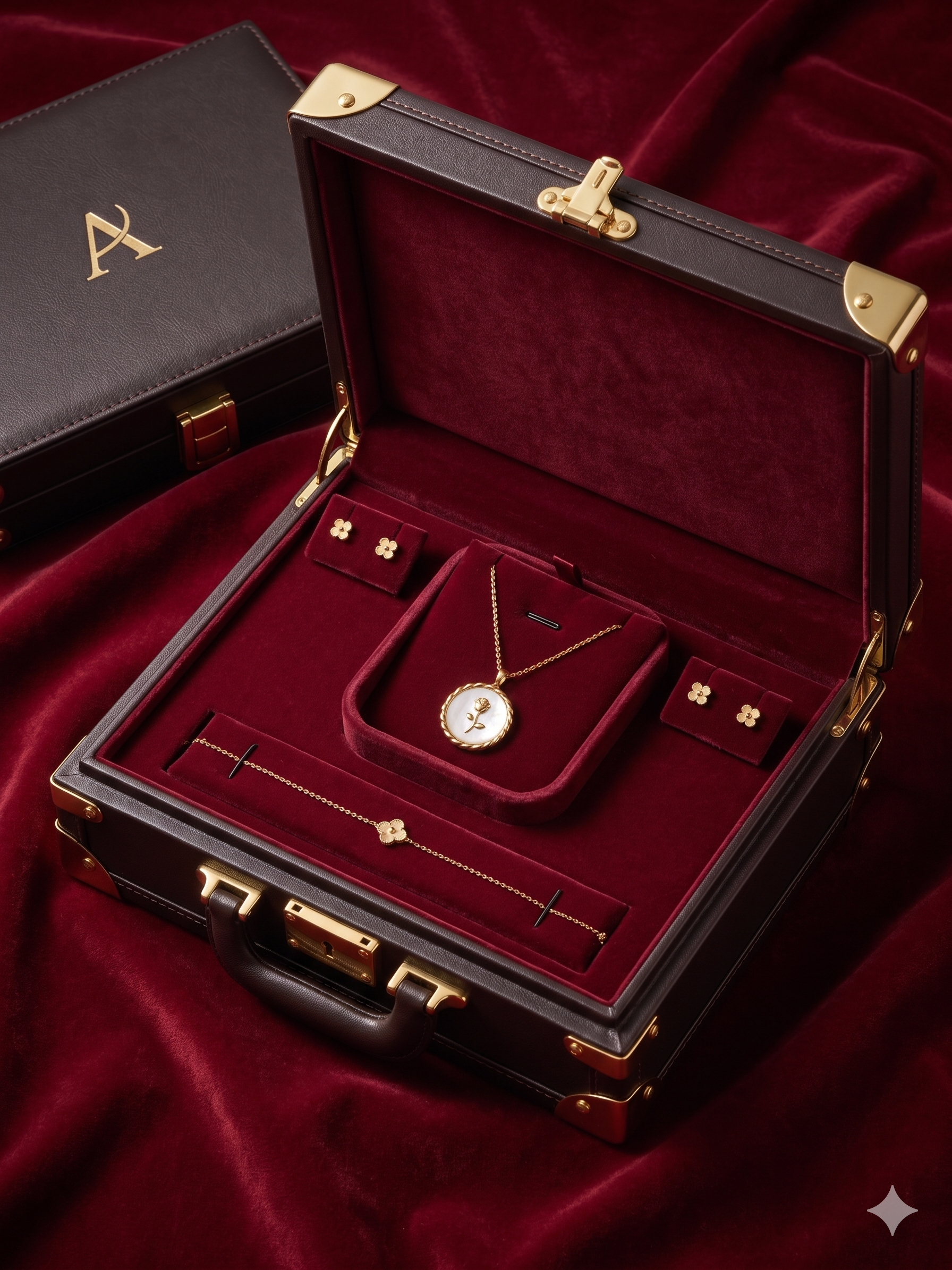ROUND WHITH CIRCLE GOLD ROSE PENDENT CHAIN