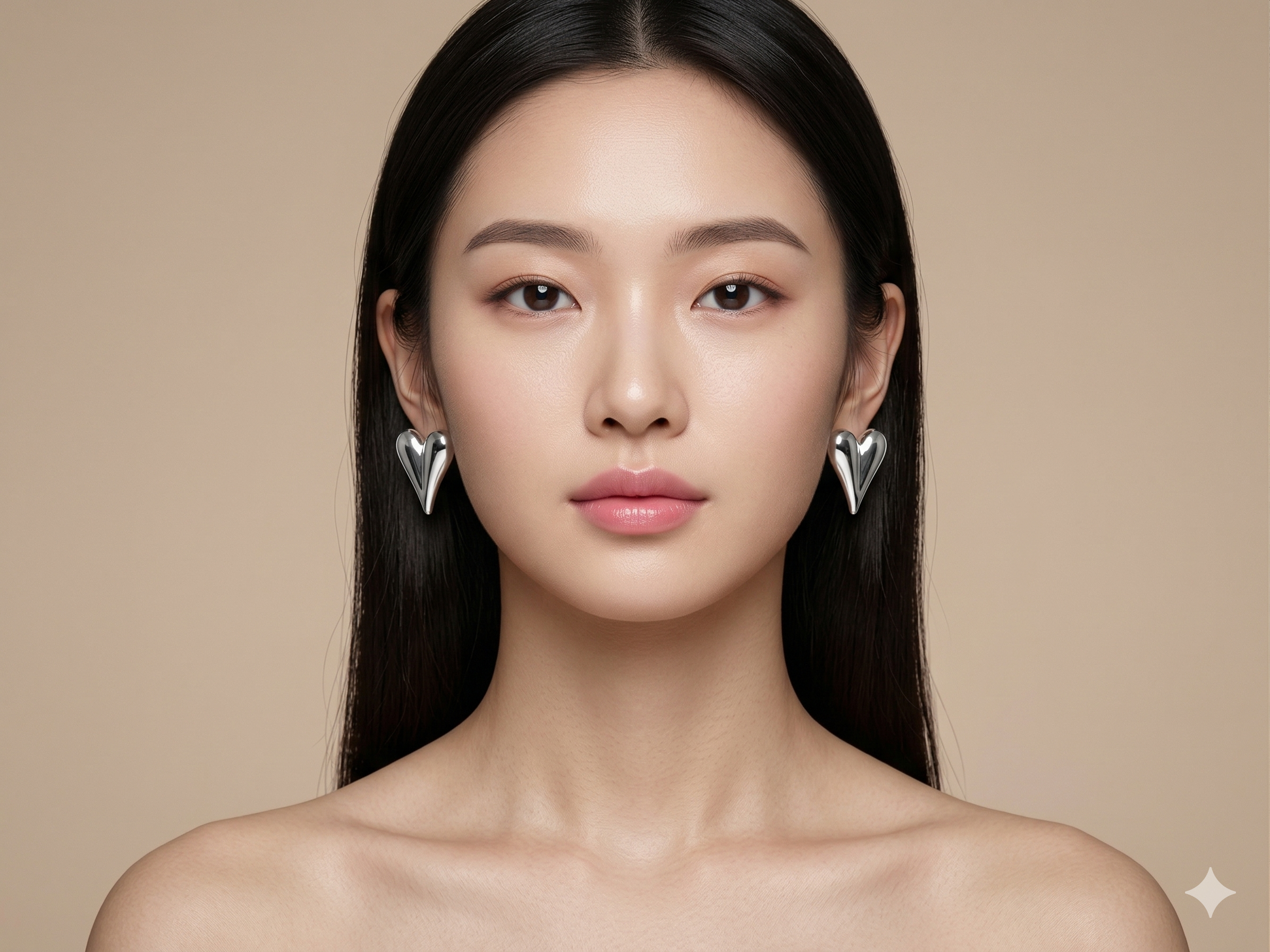 SILVERPLATED HEART EARRING