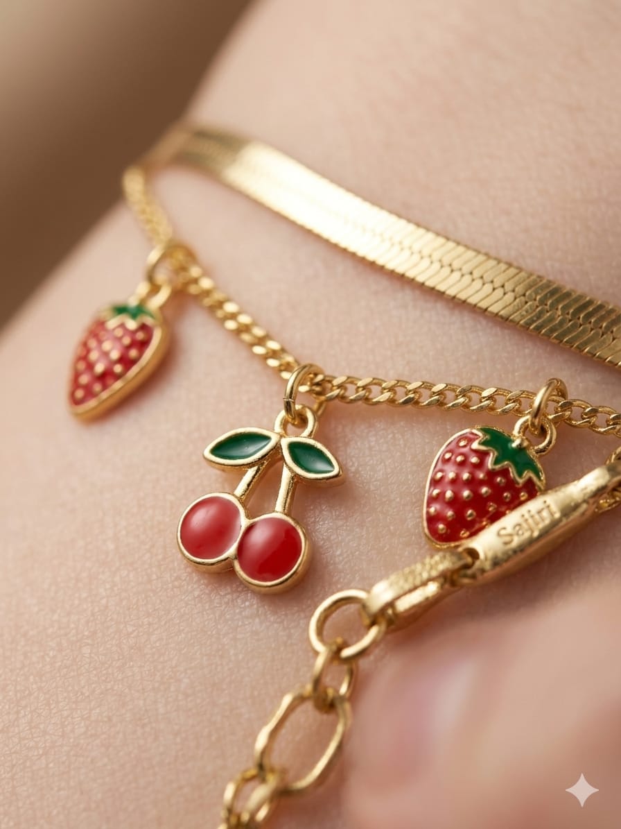 charm red fruit bracelet