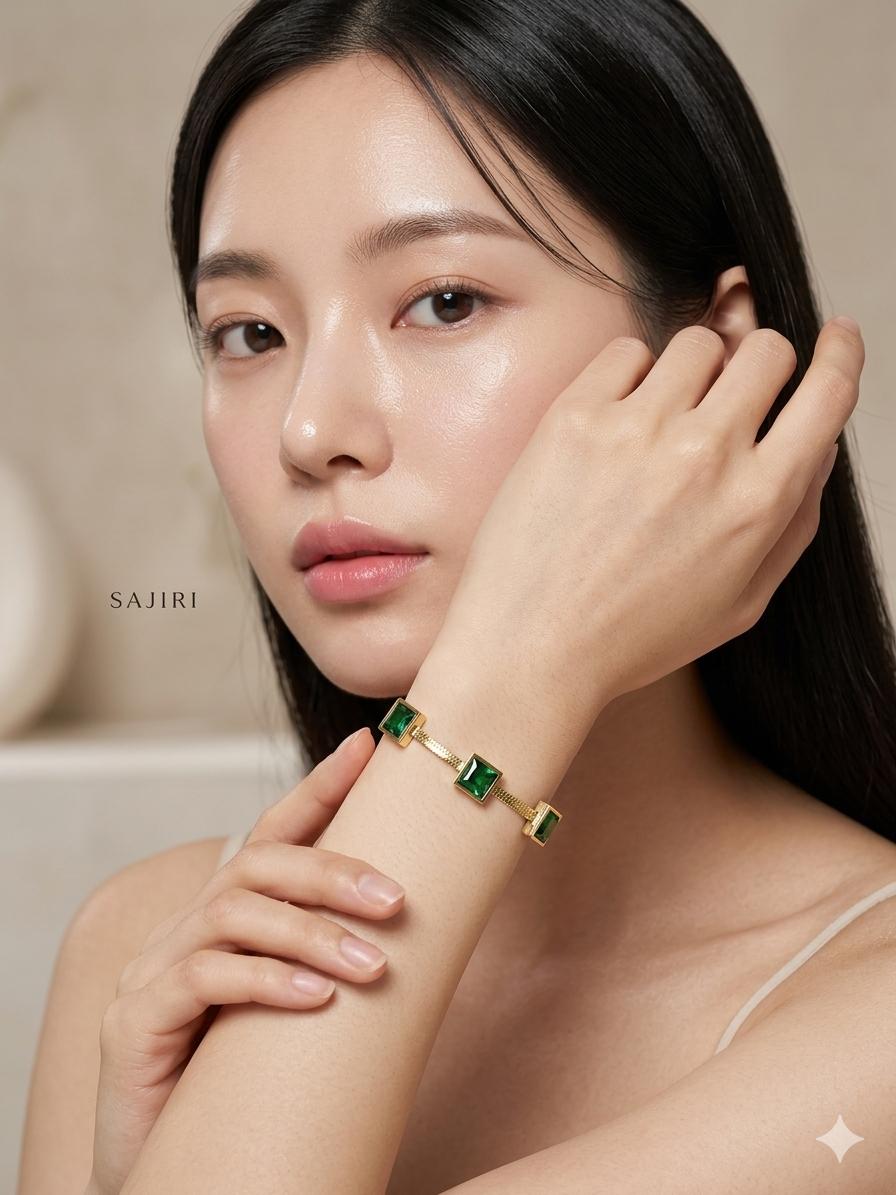 green crystal 3 braclet