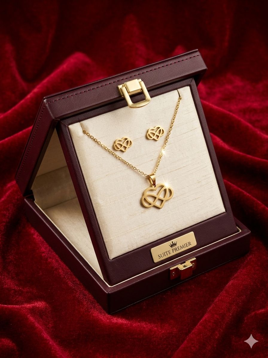 HEART WITH INFINITY PENDENT CHAIN WITH EARRING SET