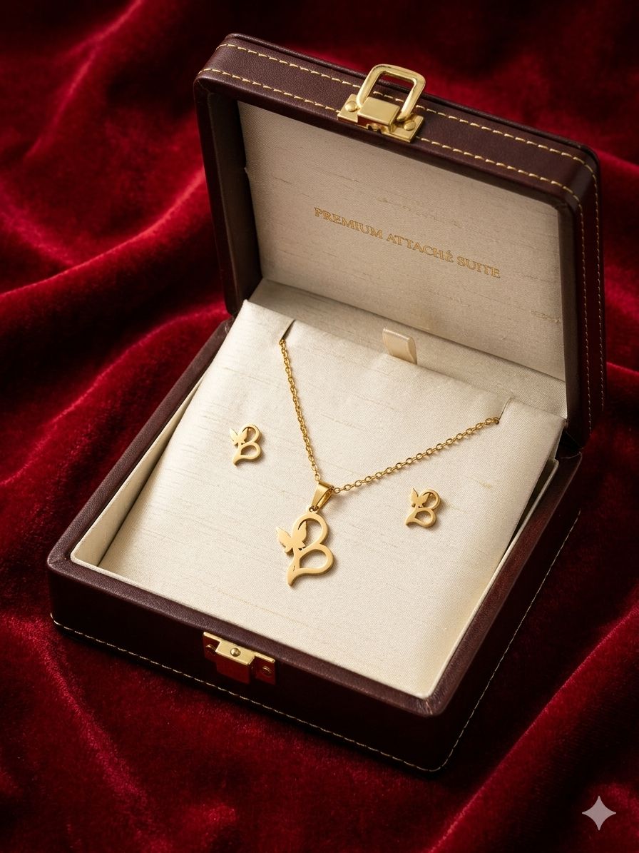 HALF BUTTERFLY PENDENT WITH EARRING