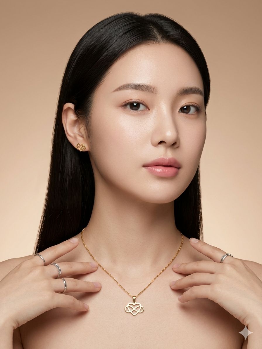 HEART WITH INFINITY PENDENT CHAIN WITH EARRING SET