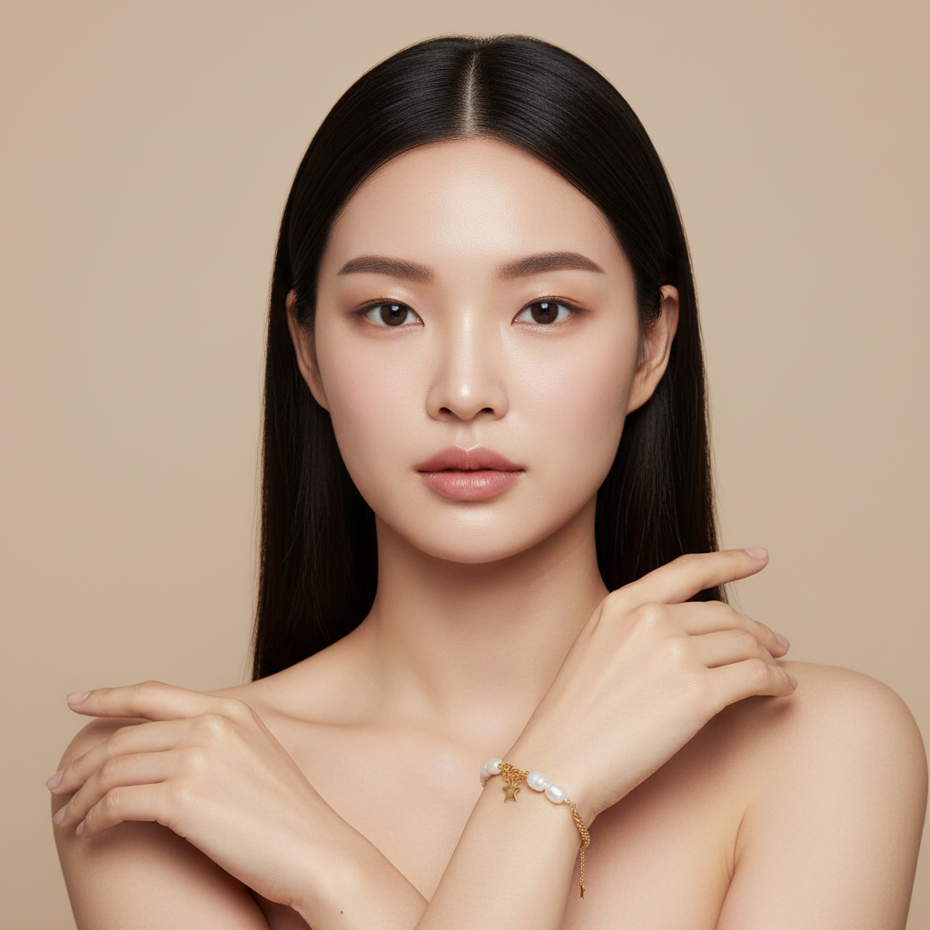 HALF PEARL AND HALF GOLD PLATED BRACLET