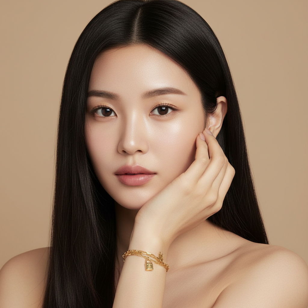 LOCK AND DOUBLE LAYER GOLD PLATED BRACLET